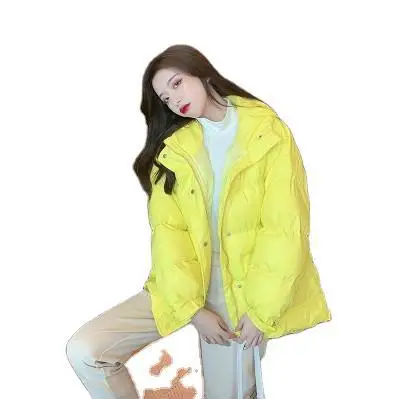 

Korean new version waist close short bright face fashion thickened small cotton padded jacket girl student cotton dress