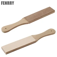 fenrry wood handle leather sharpening strop knife razor polishing board with polish compound 2 sided made from veg tanned cowhid