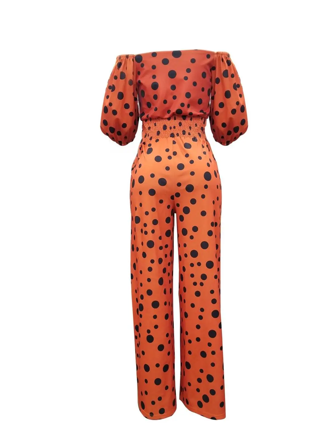 

Autumn Women 's Fashion Five-point Sleeve Polka-dot Deep V Off The Shoulder Jumpsuit Women 's Casual Fashion Suit