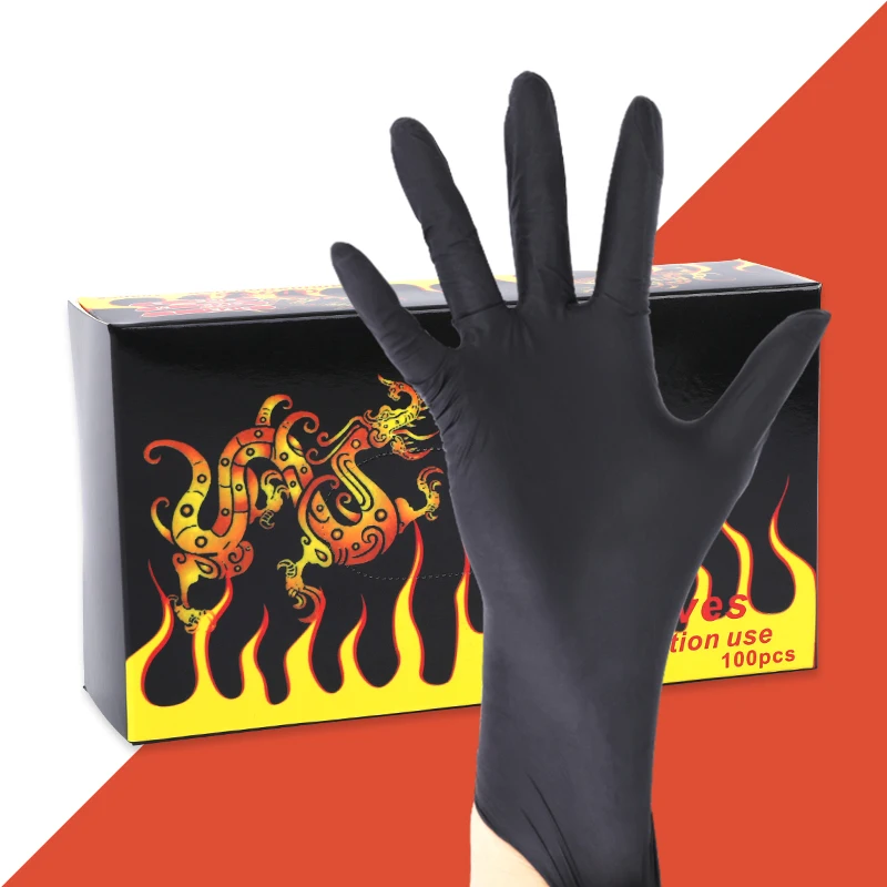 

100pcs Black Nitrile Gloves Kitchen Tattoo Disposable Latex Gloves For Household Kitchen Laboratory Cleaning Gloves Cake Tools