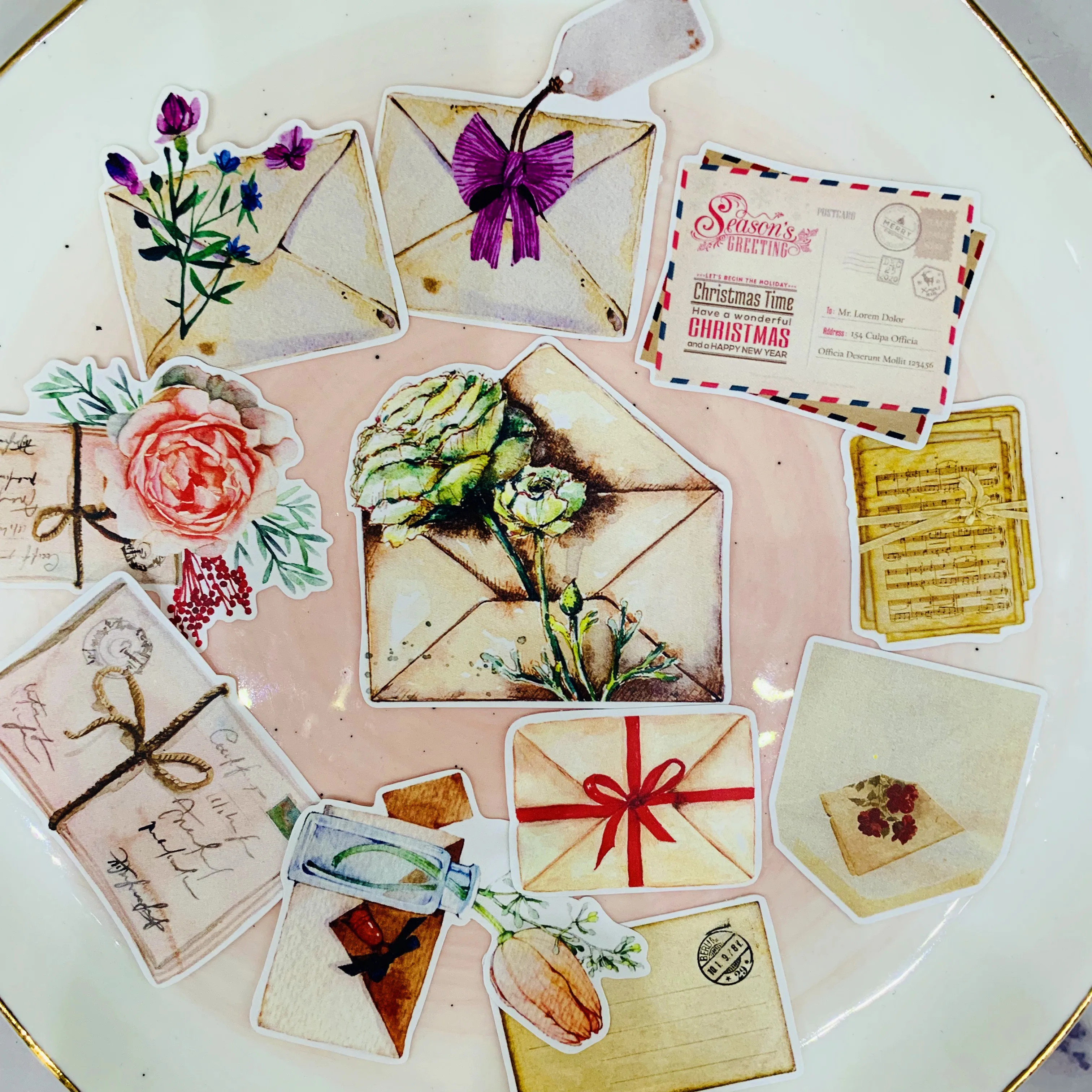 21 шт./пакет Винтаж почтовый конверт цветок Стикеры DIY ремесло Скрапбукинг альбом