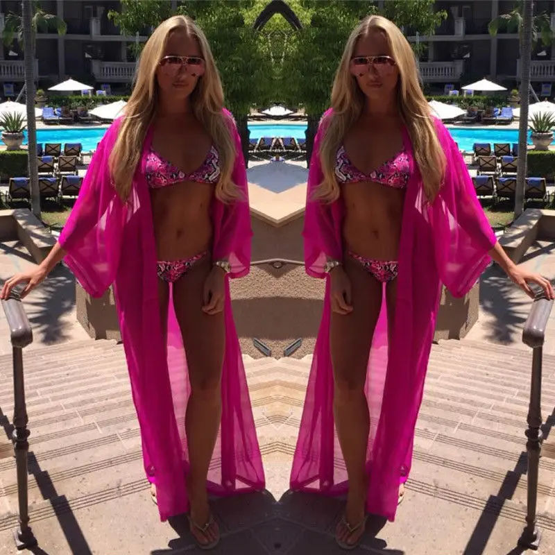 

Summer Beach Cover Ups Women Chiffon Maxi Dress Robe Plage Kaftan Bikini Cover-ups Tunic Sarong Swimsuits