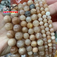 natural stone orange sunstone beads round charm beads for jewelry making diy bracelets women necklace 4 6 8 10 12mm 15 inches