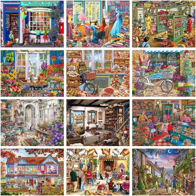 

CHENISTORY Pictures By Number Snack Toy Store Diy Oil Painting By Number Landscape Drawing On Canvas Handpainted Art Gift