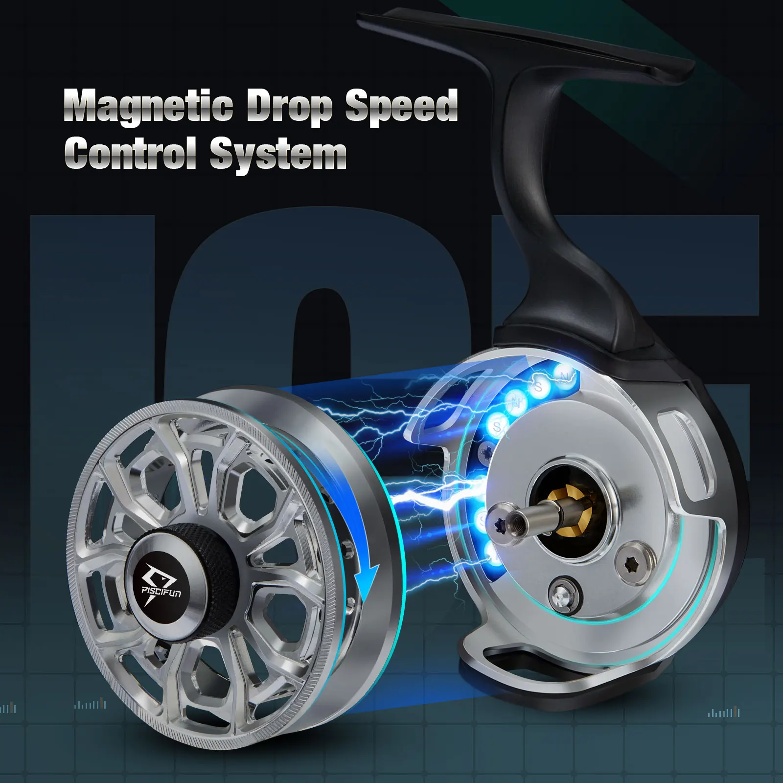 Piscifun ICX CARBON Ice Fishing Reel CNC Machined Aluminum 3.2:1 High Speed Free Fall Dual-mode Trigger 8+1 BB Magnetic | Спорт и
