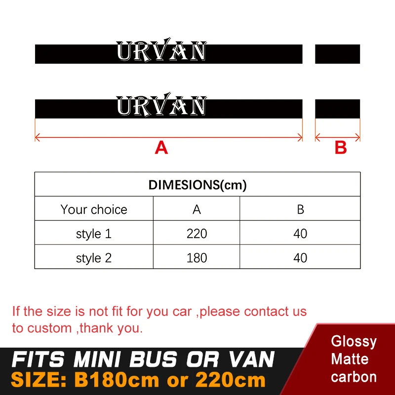 

Car accessories 2 pieces side door stripe graphic Vinyl cool car stickers custom fit for mini bus or van B180 cm or 220 cm