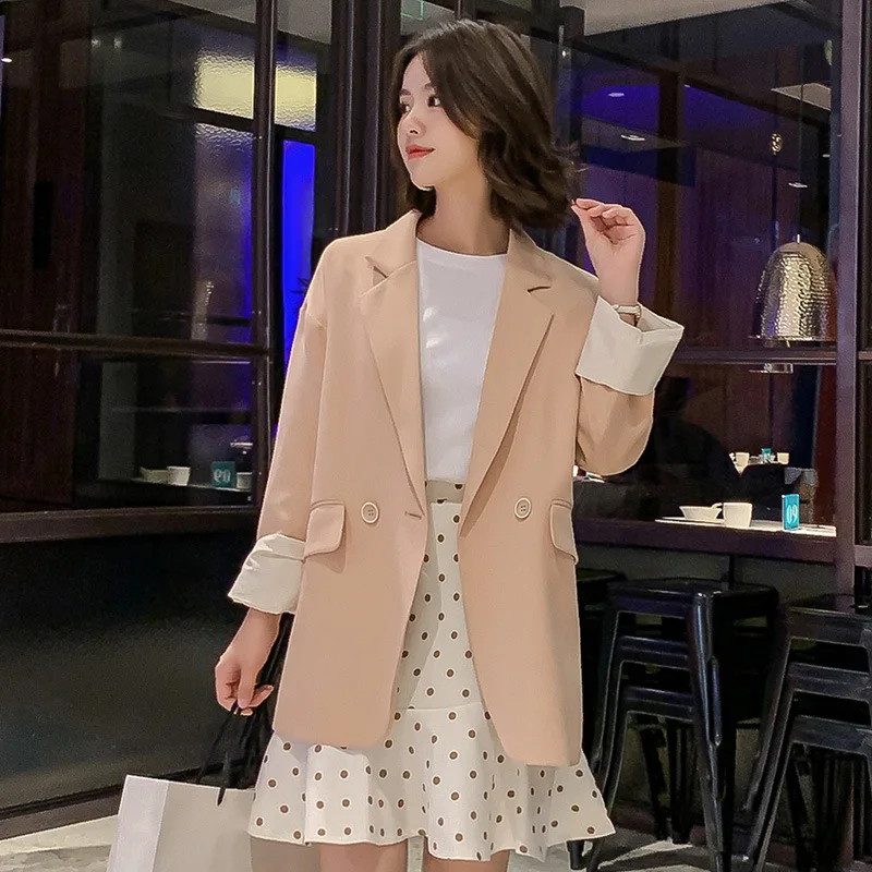 New Office Lady Elegant Suits Long Sleeve Woman Black Beige Khaki Blazers And Jacket 2020 Spring Autumn Outwear Femenino | Женская