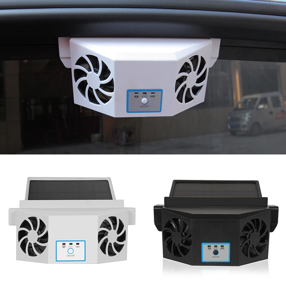 

Solar/USB Dual Charging Car Exhaust Fan Air Cooler Conditioner Air Ventilation Circulation Fan Radiator Auto Accessories