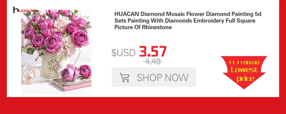 HUACAN Алмазная Цветочная Мозаика DIY Алмазная картина вышивка крестиком птичка для домашнего декора картина Стразы Полный квадратный подарок ручной работы