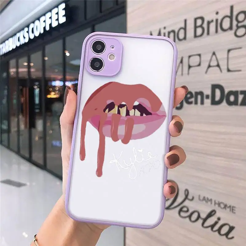 

Sexy Girl Kylie Jenner Lips Kiss Phone Case Matte Transparent for iPhone 7 8 11 12 s mini pro X XS XR MAX Plus cover funda
