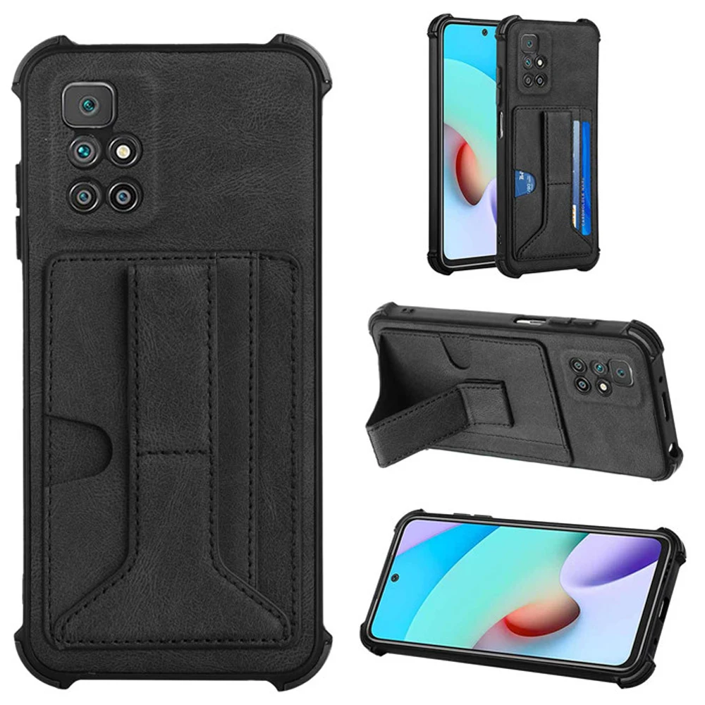

Redmi 10 2021 Back Case Camera 360 Protect for Xiaomi Redmi 10 Shockproof Luxury Leather Card Slot Cover Funda Redmi10 Case