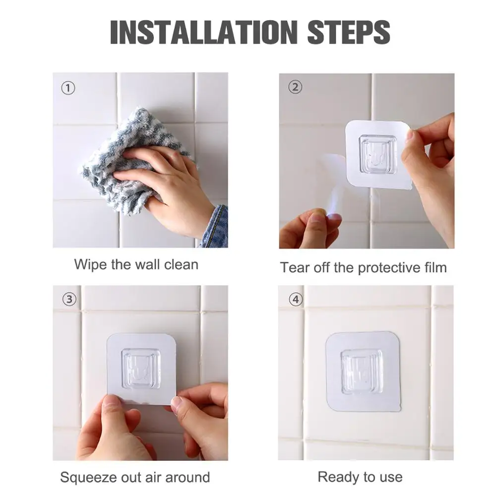 

Double-Sided Adhesive Wall Hooks Hanger Strong Transparent Hooks Suction Cup Sucker Wall Storage Holder For Kitchen Bathroom