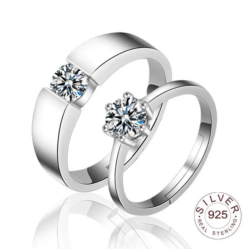

Реальные 925 стерлингового серебра пара кольца обручальное кольцо с AAA циркон для женщин мужчин ювелирные изделия обручение вечерние подаро...