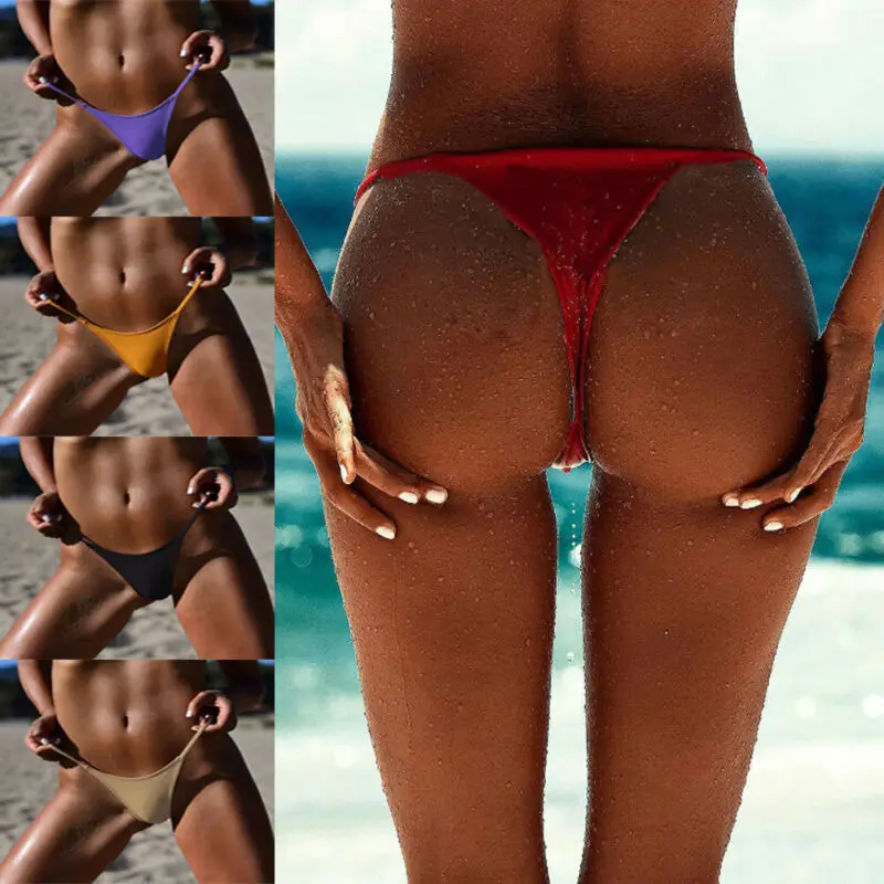 Чистый цвет сексуальный женский стринги бразильский купальник со стрингами 2020