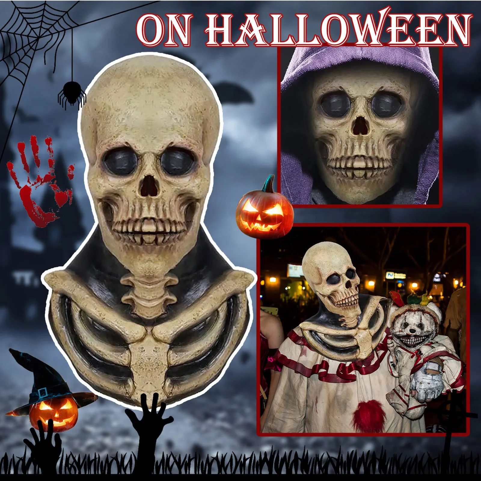 

Movable Jaw Full Head Skull Mask Halloween Decoration Horror Helmet Scary Mask Masquerade Holiday Party Decoration 2021 Gift L*5