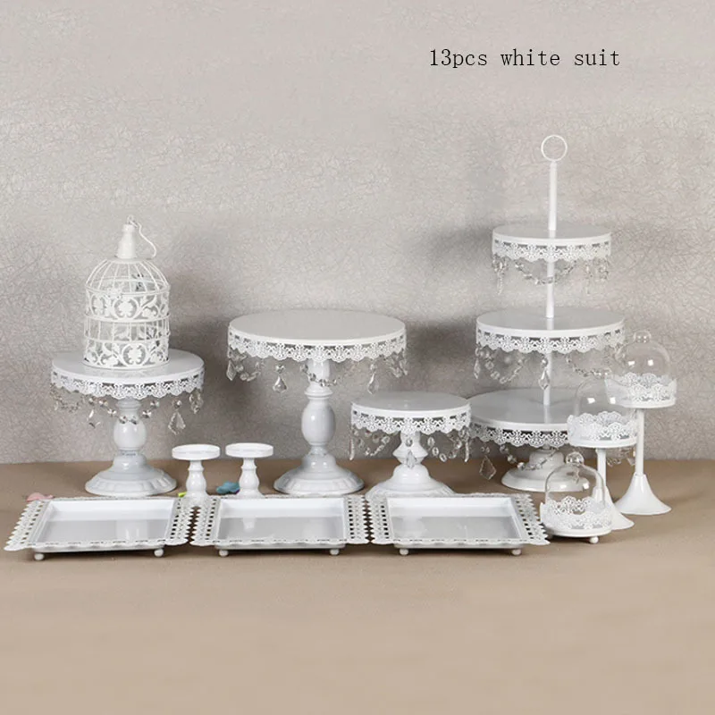 Золотой свадебный торт стенд набор белый кристалл металлические украшения для