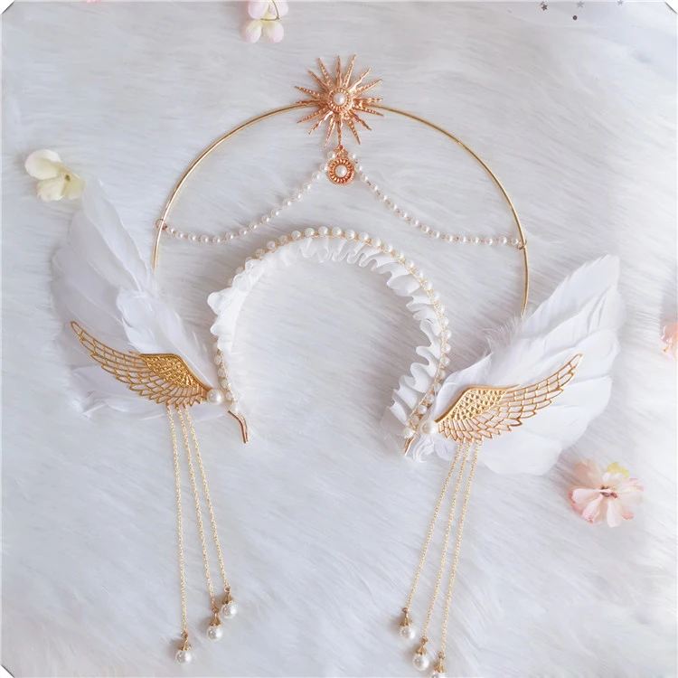 Повязка на голову с крыльями ангела и перьев Аполлона винтажная тиара в стиле