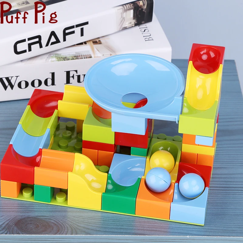 

52Pcs Marble Race Run Building Blocks Funnel Slide Blocks Sets Maze Ball Adventure Track Bricks for Children Educational