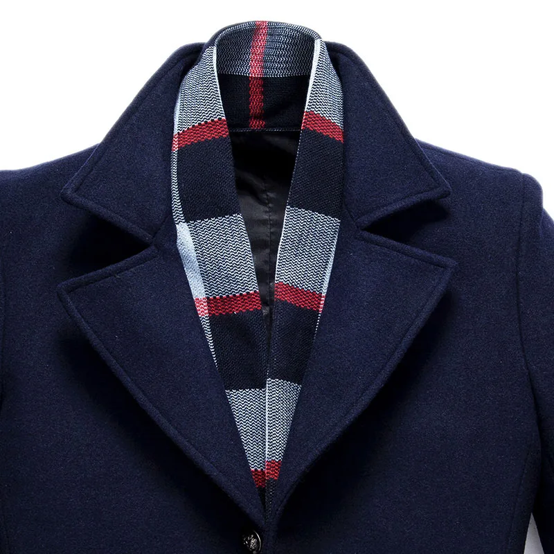 Деловое шерстяное пальто со съемным шарфом однотонные зимние куртки модная