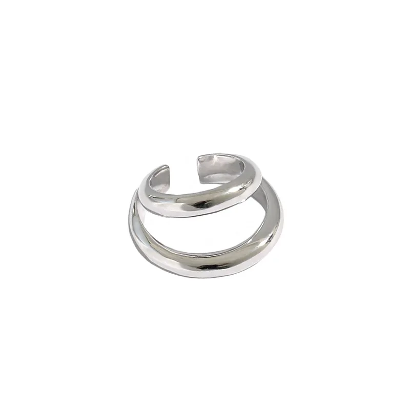 

CH-1365 S925 sterling silver ear buckle ins simple geometric double-layer circle ear clip ear buckle female wild student earring