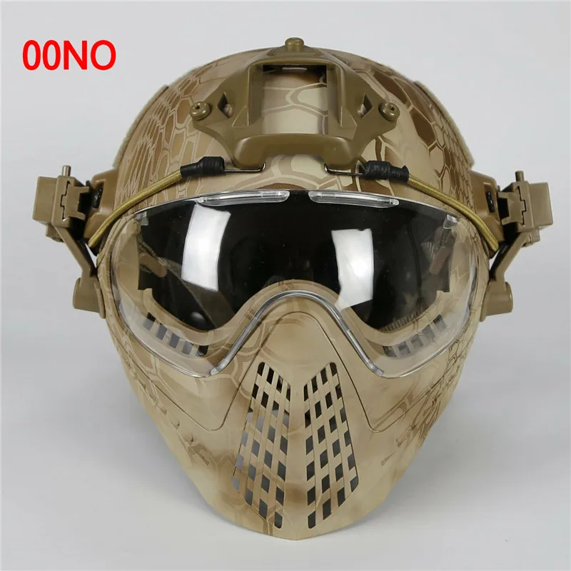 00NO New Military Tactical Protective Helmet Airsoft Full Face Protection with Goggle Len Full Face Motorcycle Helmet - Цвет: 00NO