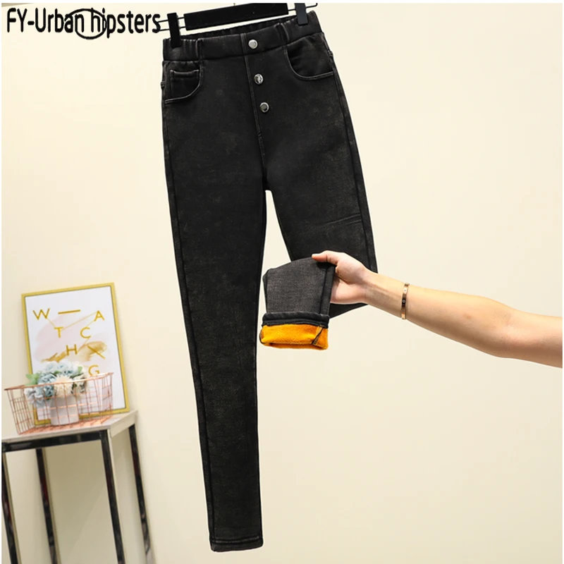 2019 Women Jeans Plus Size Casual high waist summer Autumn Pant Slim Stretch Cotton Denim Trousers for woman Blue black | Женская одежда
