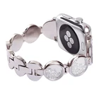 Браслет из нержавеющей стали для Apple Watch 3 38 42 мм, роскошный бриллиантовый ремешок для iwatch Series 7 4 5 6 SE 40 41 45 44 мм