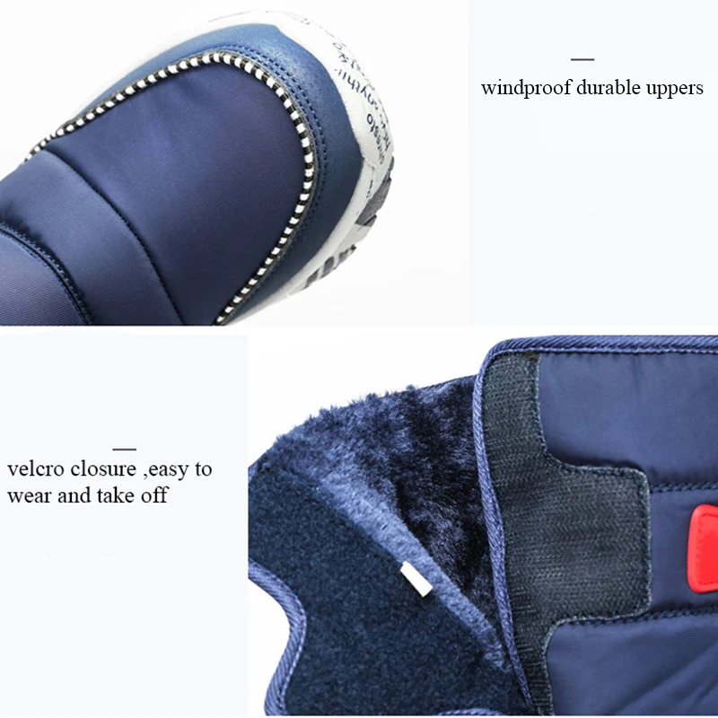 Теплые зимние ботинки для мальчиков и девочек нескользящая удобная детская