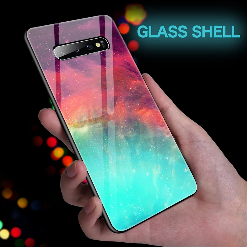 Роскошные Звездное небо стекло чехол для телефона Samsung Galaxy S20 ультра S10 e 5G S9 S8