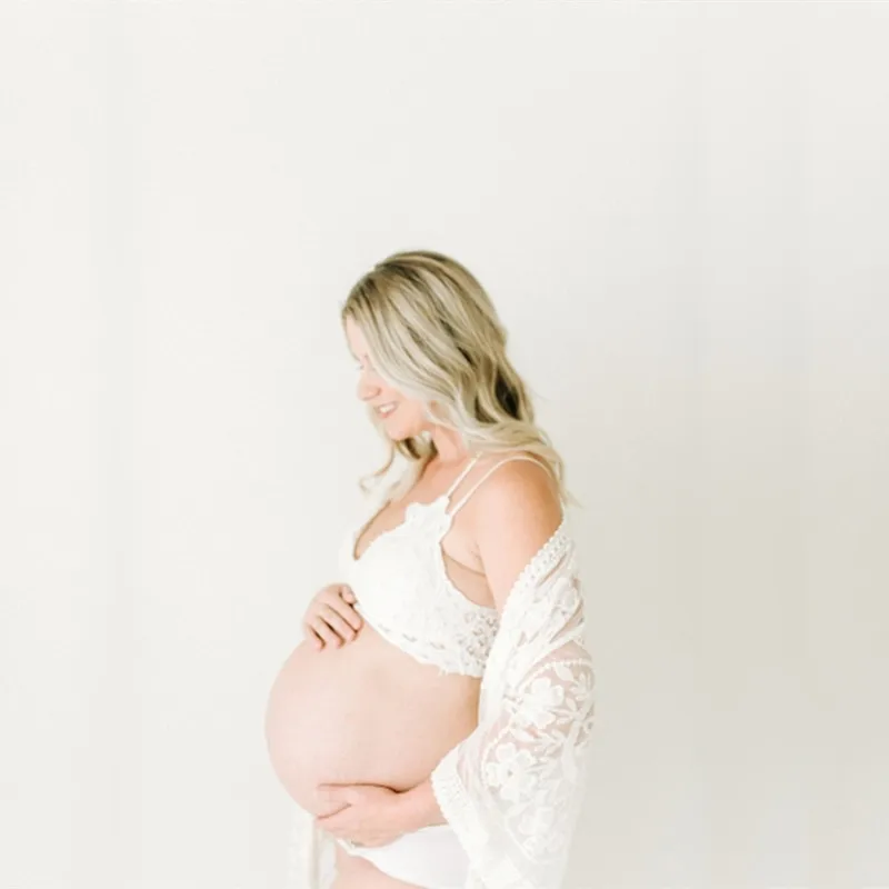 Boho Style Maternity Photography Props Dress Kimono Crochet Lace Pregnant Woman Photo Shoot Dress Cardigan