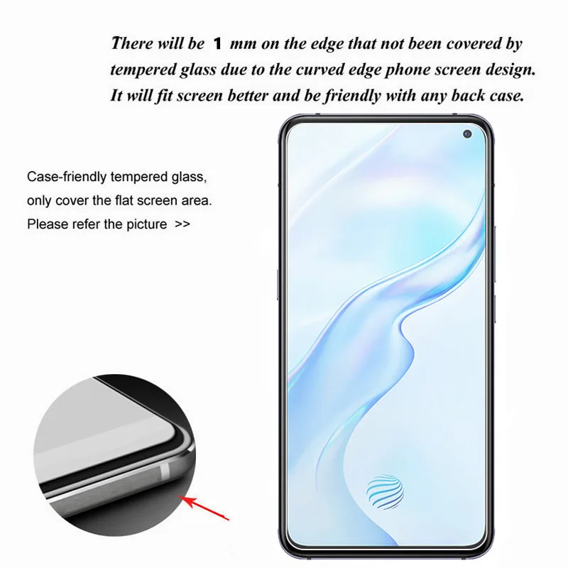 Protector de pantalla de vidrio templado para Vivo X30, pel&iacute;cula protectora de vidrio, pegamento completo, 2 uds.-2