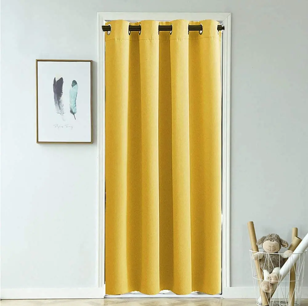 1PCS Grommet Top Solid Color Blackout Door Curtain For Living Room Divided Doorway Drapes Modern Thermal Insulation Cloth WP092H | Дом и сад
