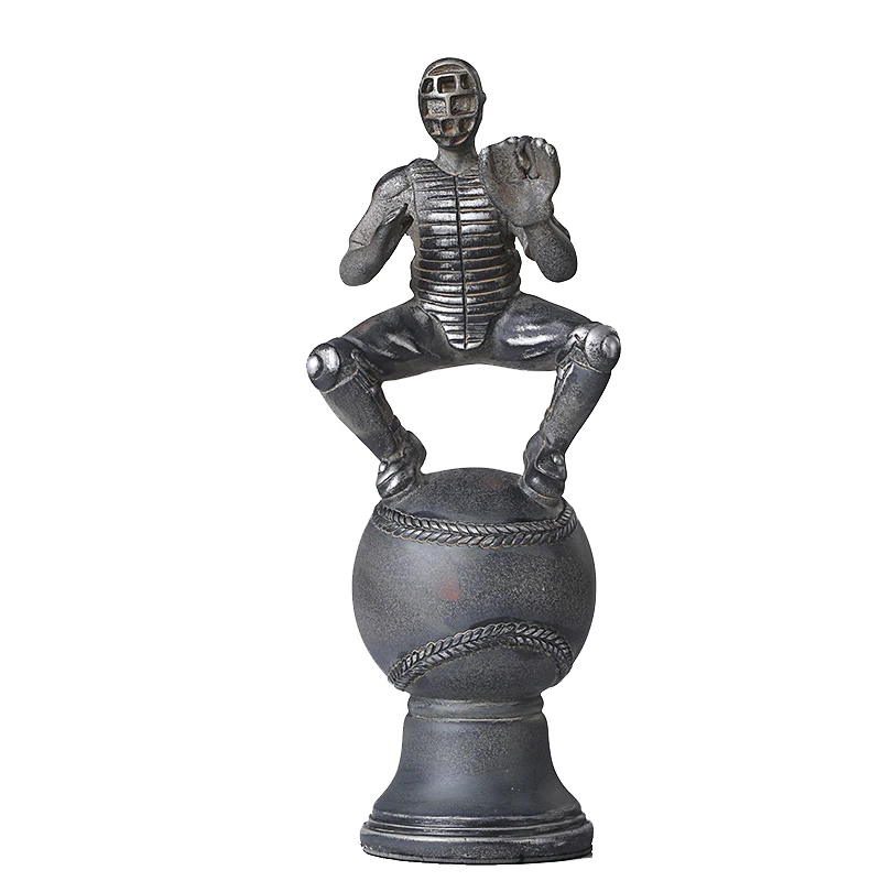 Состаренный эффект смолы бейсбольная Статуэтка игрока Ручной Работы Софтбол