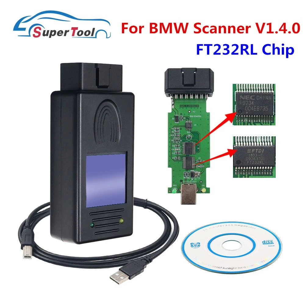 

A++ Quality OBD2 Auto Scanner 1.4.0 For BMW Scanner Tool Unlock Version 1.4 With FT232RL Chip PA Soft V1.4.0 For BMW Scanner 1.4