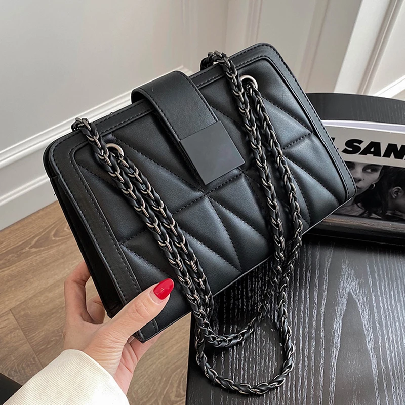 

Simple Small PU Leather Crossbody Bags for Women 2021 Branded Luxury Black Shoulder Handbags Trending Luxury Fashion Hand