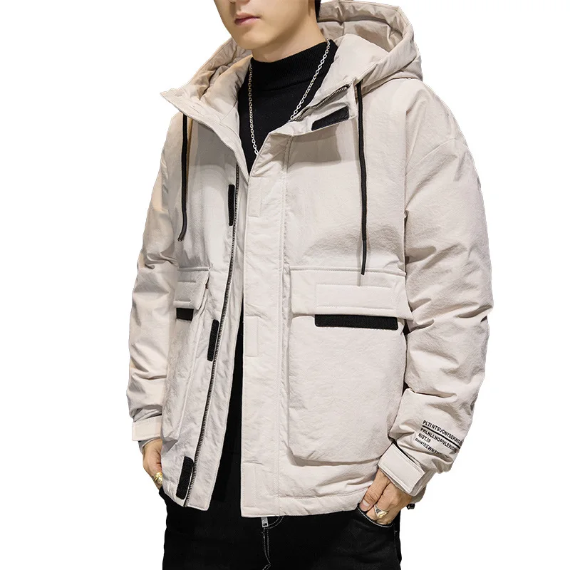 

new The winter 2020 men with thick short down jacket cap tooling coat handsome male leisure loose cotton-padded jacket