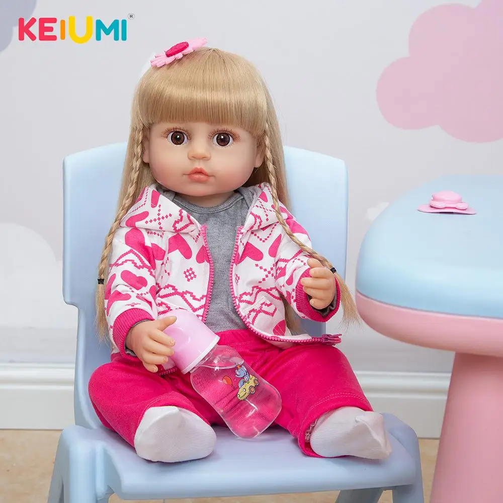 

22 Inch Bebe Reborn Baby Doll Realistic Soft Full Silicone Gold Hair Newborn Baby Doll Toddler Toys For Birthday Christmas Gifts