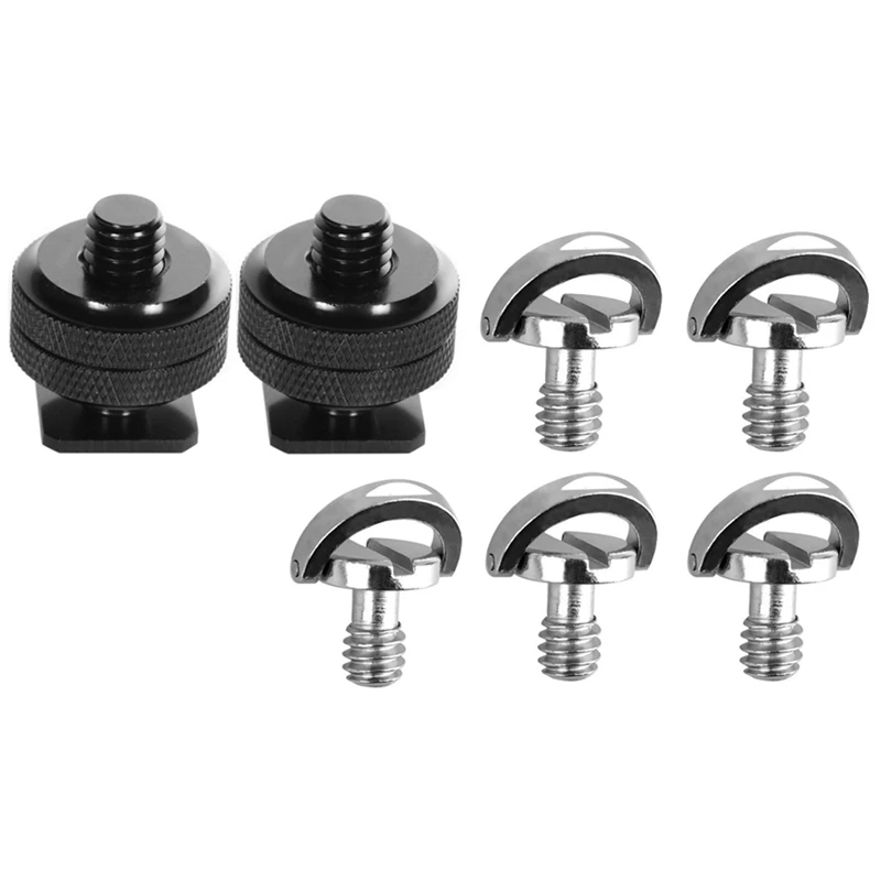 

7 Pcs For DSLR Camera 1/4 Inch Adapter:5 Pcs Quick Release Plate Mounting Screw D-Ring D Shaft QR Screw Adapter & 2 Pcs 20 Hot S