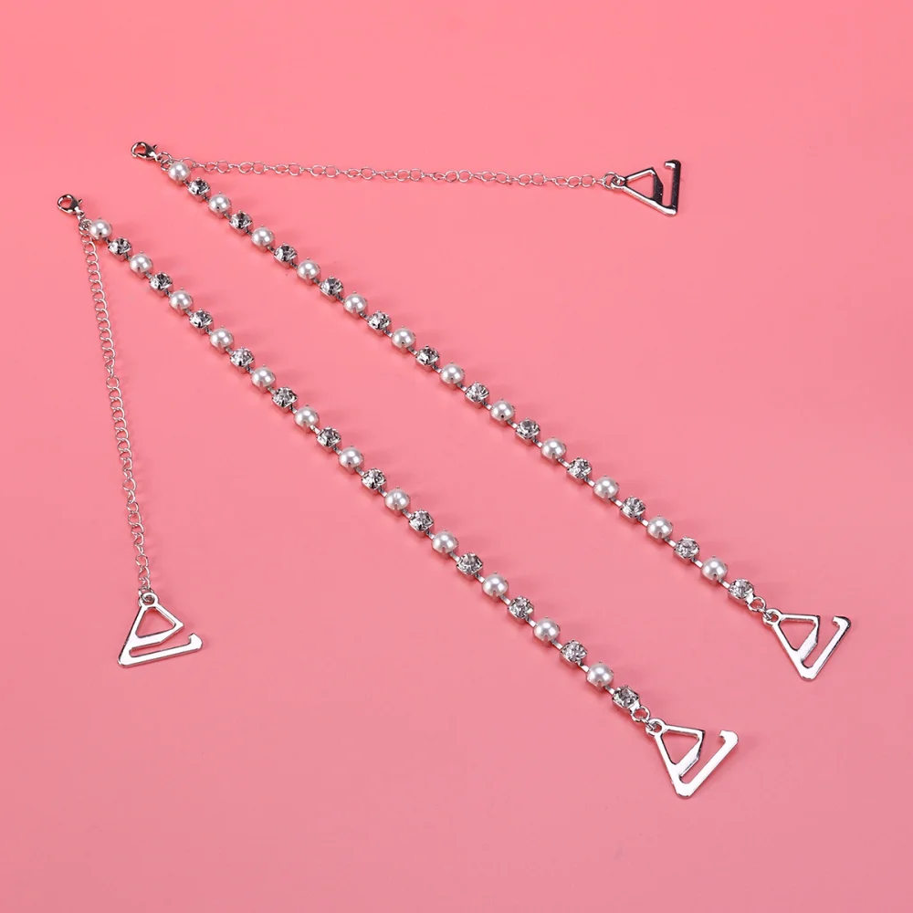 Пикантная обувь с украшением в виде кристаллов Стразы Жемчуг ремни Bling съёмный