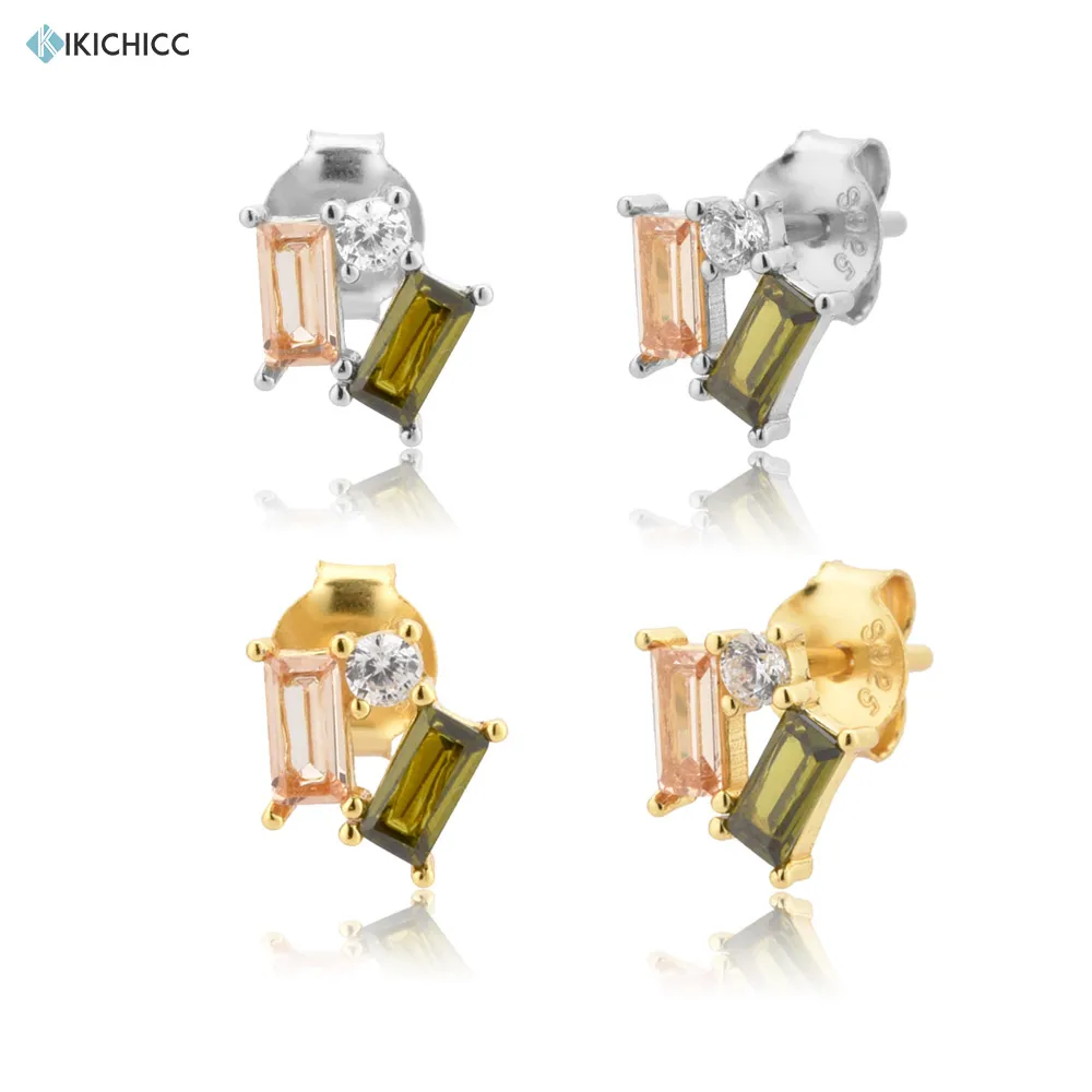 

Серьги-гвоздики Kikichicc, из серебра 925 пробы, цвета шампанского, Оливкового Зеленого цвета, с кристаллами, роскошные циркониевые ювелирные изд...