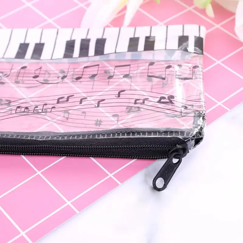 2022 New Music Note Piano Keyboard Pencil Case Plastic Transparent Pen Bag Student Gift