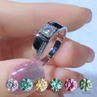 Настоящее кольцо из муассанита 0,5 карат для мужчин, цвет D, синий, голубой, розовый, желтый, не регулируемое, кольцо из муассанита, 18 карат, белое золото, покрытие, серебро 925 пробы