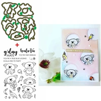 animal koala mate metal cutting dies with clear stamps set birds leaf for diy scrapbooking craft cards making template 2020 new