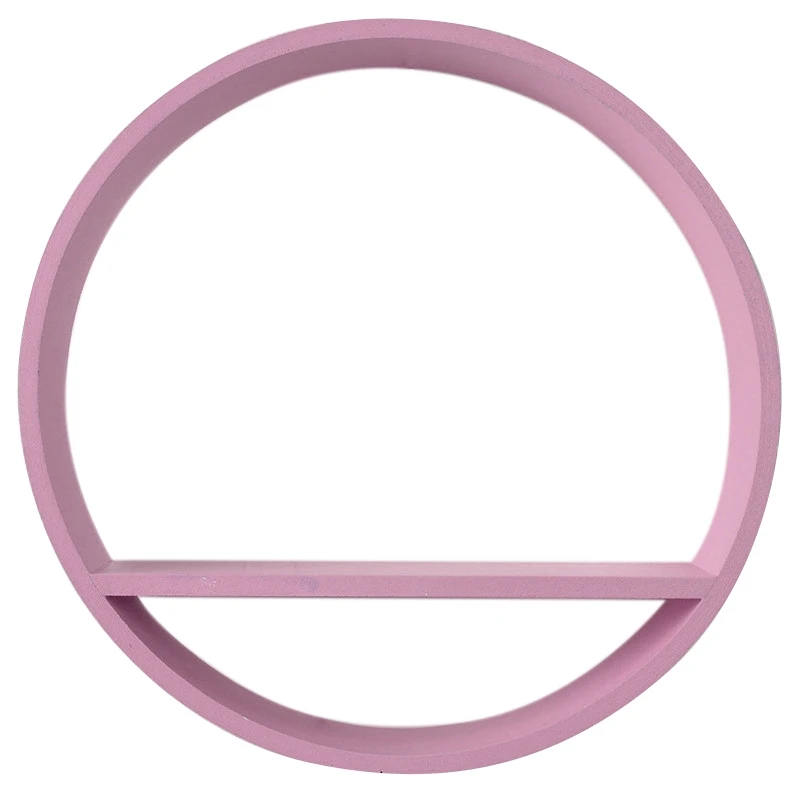 Pink Новая деревянная круглая плавающая полка, Круглый Органайзер для хранения дома, витрина, держатель, полка, Настенный декор - Цвет: Pink