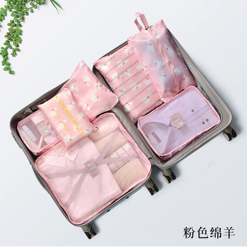 Pink sheep Cellecool 7 шт./компл. домашнего путешествия аксессуары, органайзер для путешествий чемодан Одежда Набор для отделки Портативный перегородки сумки для хранения - Цвет: Pink sheep