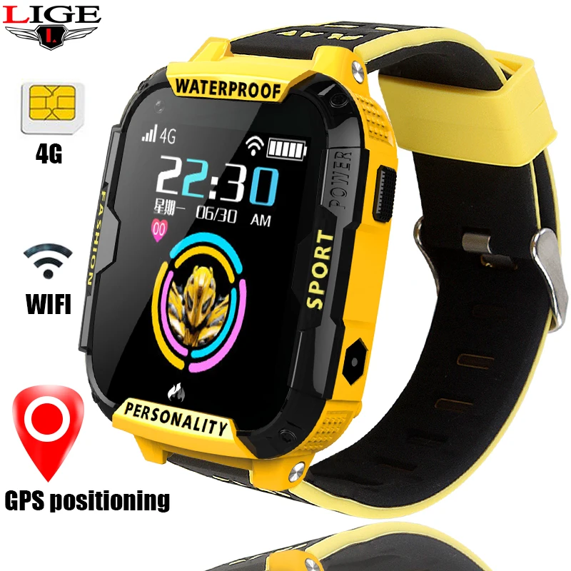 

LIGE Kids Smart Watch wifi Connection video call GPS location Tracker SOS one Button help 4G SIM card Children's Smart Watch+Box