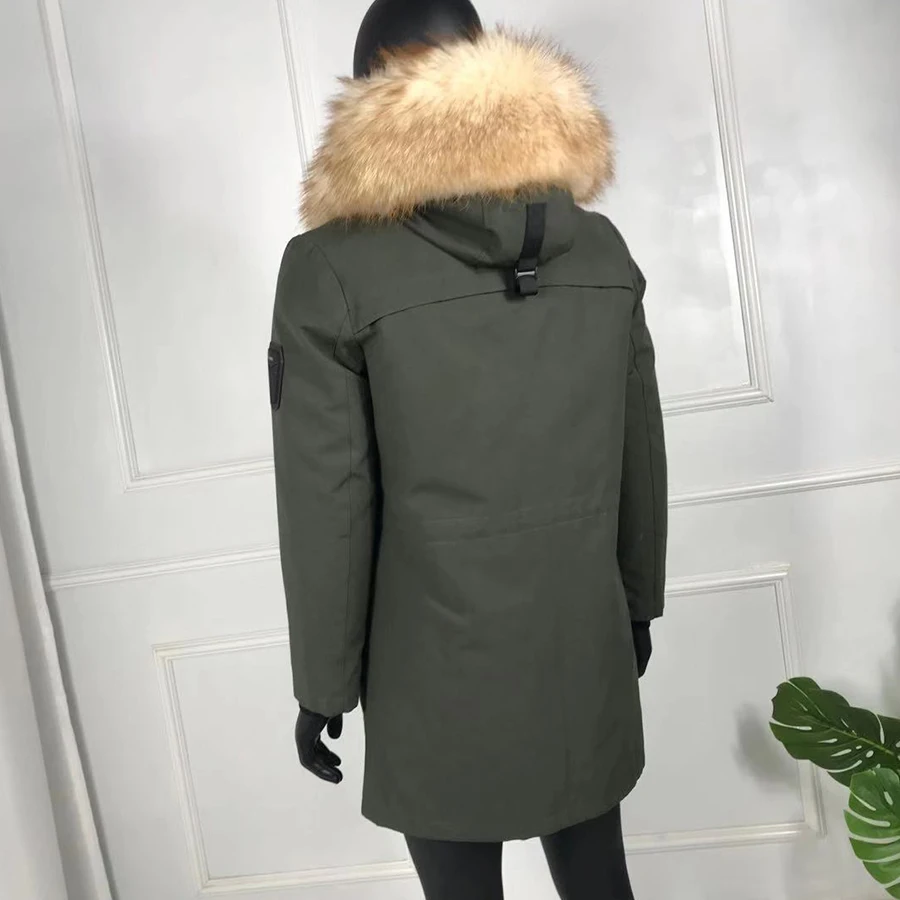 Парка с капюшоном и мехом зимняя теплая Повседневная куртка из натурального