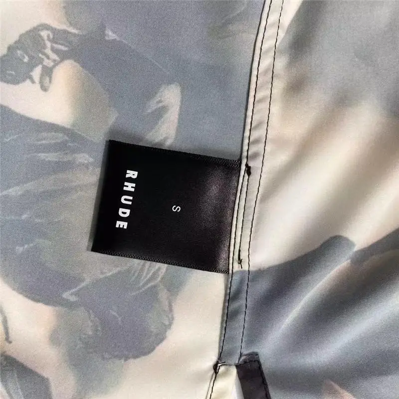 

Loose Beach Style Rhude Shirt Men Women 1:1 High-Quality Bounty Hunter Oil Painting Print Rhude Shirts With Tags