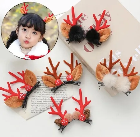 

2/1Pcs Christmas Hair Clips For Girls Cute Deer Ear Hairpins Hairgrips Kids Christmas Antler Hairpin Barrette Hair Accessories