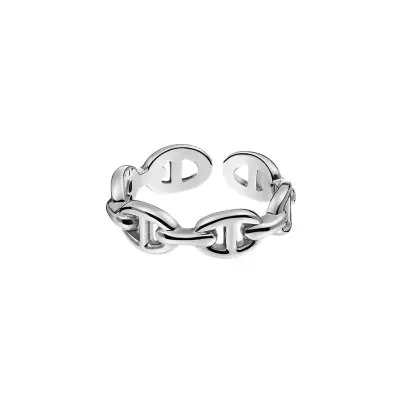D Narrown SLIVER HUANZHI New Trend Curve Hollow Line Three Rows Wide Face Pig Nose Modeling Adjustable Rings For Men Women Party Jewelry - Цвет основного камня: D Narrown SLIVER